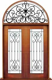 iron grille: double door + sidelight on left