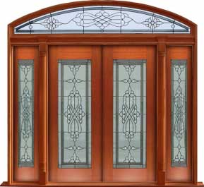 regent leadlight: double door +  two sidelights
